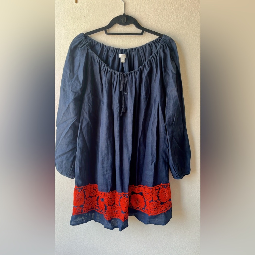 J CREW BLUE LINEN DRESS/ coverup size small